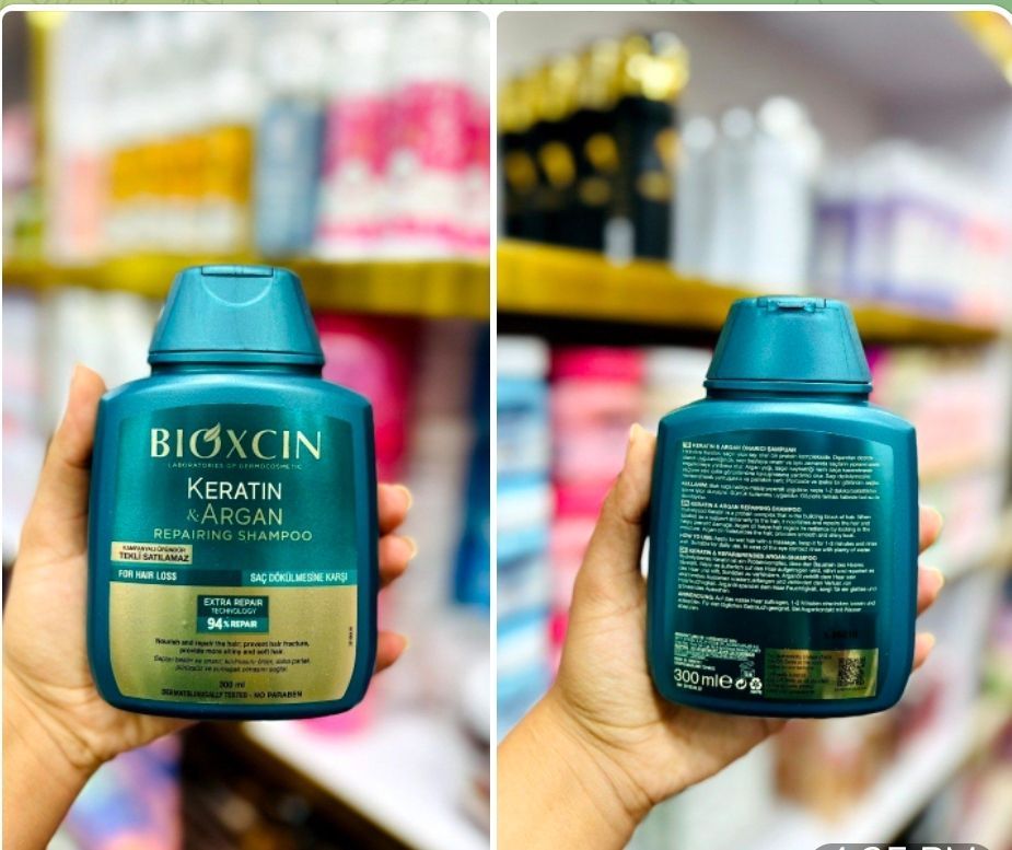 شامپو ترمیم کننده مو حاوی کراتین و آرگان بیوکسین      ۳۰۰ میل   برند: بیوکسین - Bioxcin     حاوی کراتین هیدرولیز شده، روغن آرگان، بیوکمپلکس B11    تقویت تارهای مو و جلوگیری از ریزش، آسیب