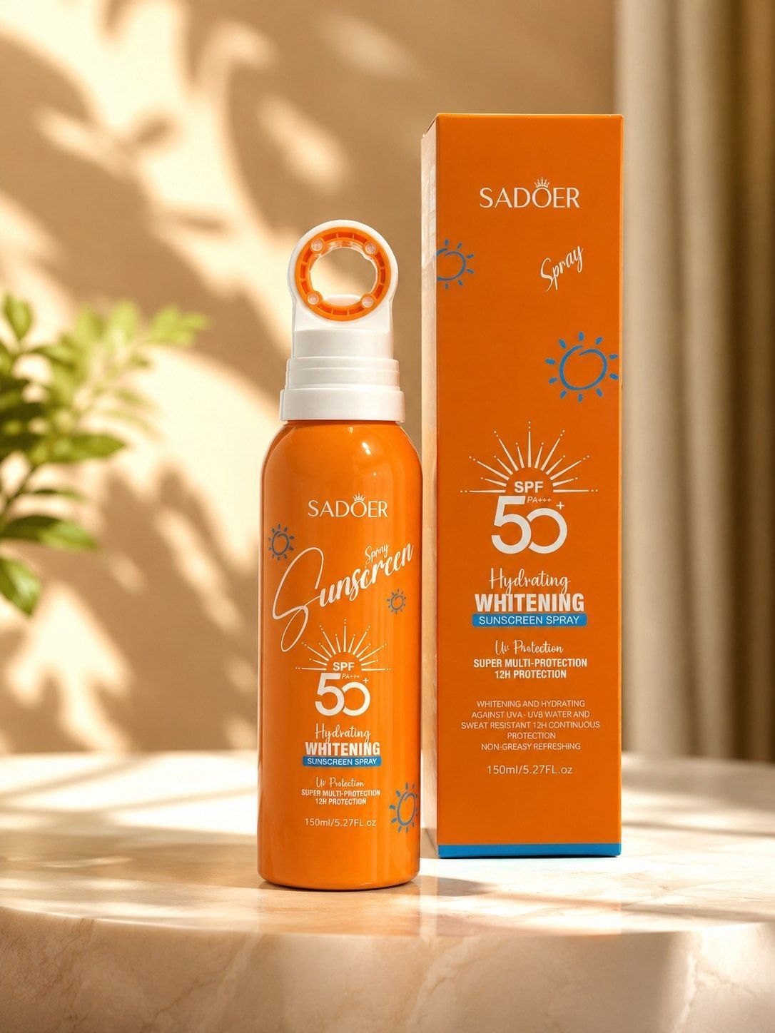 اسپری ضد آفتاب سادور تمام نارنجی کیفیت عالی  SPF50 اورجینال متفاوت با نمونه های بی کیفیت