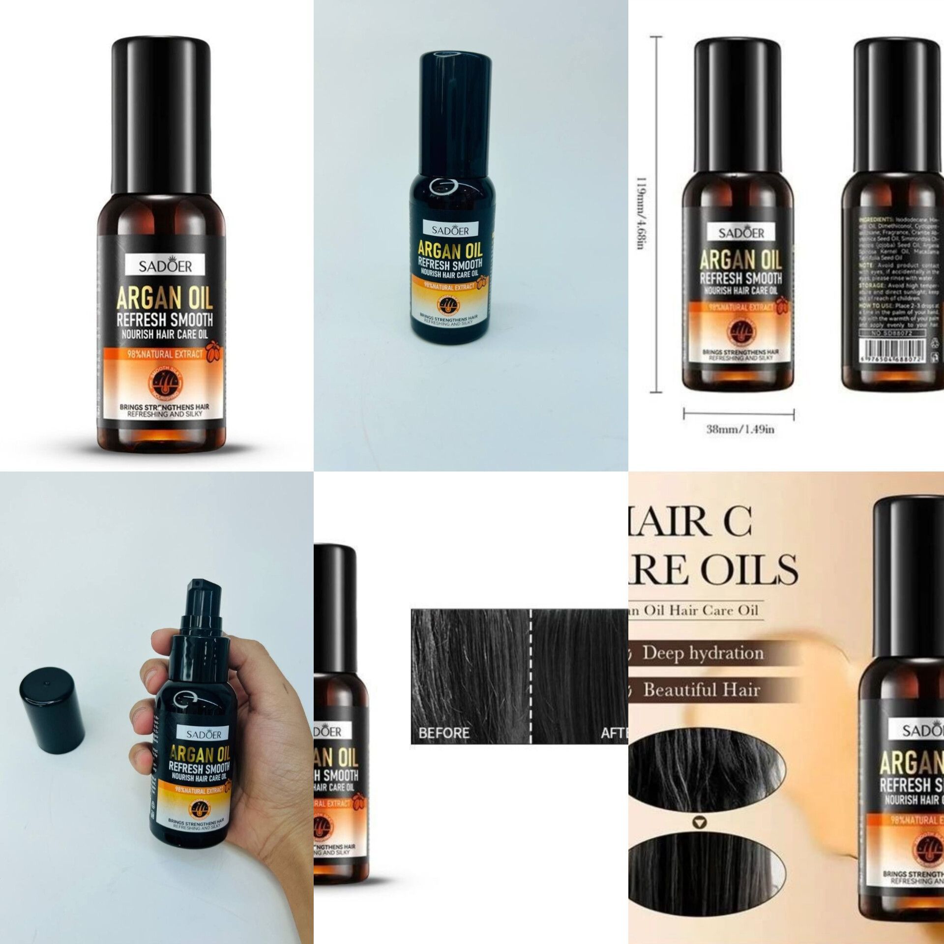 روغن مو آرگان سادور• حجم : 60ml • نرم کننده قوی و ضد موخوره • براق کننده مو و مرطوب کننده مو • بهبود مو های آسیب دیده و خشک • حاوی روغن آرگان • ترمیم و مرطوب سازی موهای شکننده ، آسیب دیده ، درهم پیچیده و موخوره • محافظت مو در برابر اشعه ماورای بنفش • ایجاد کننده ی محیط مناسب برای رشد موها •