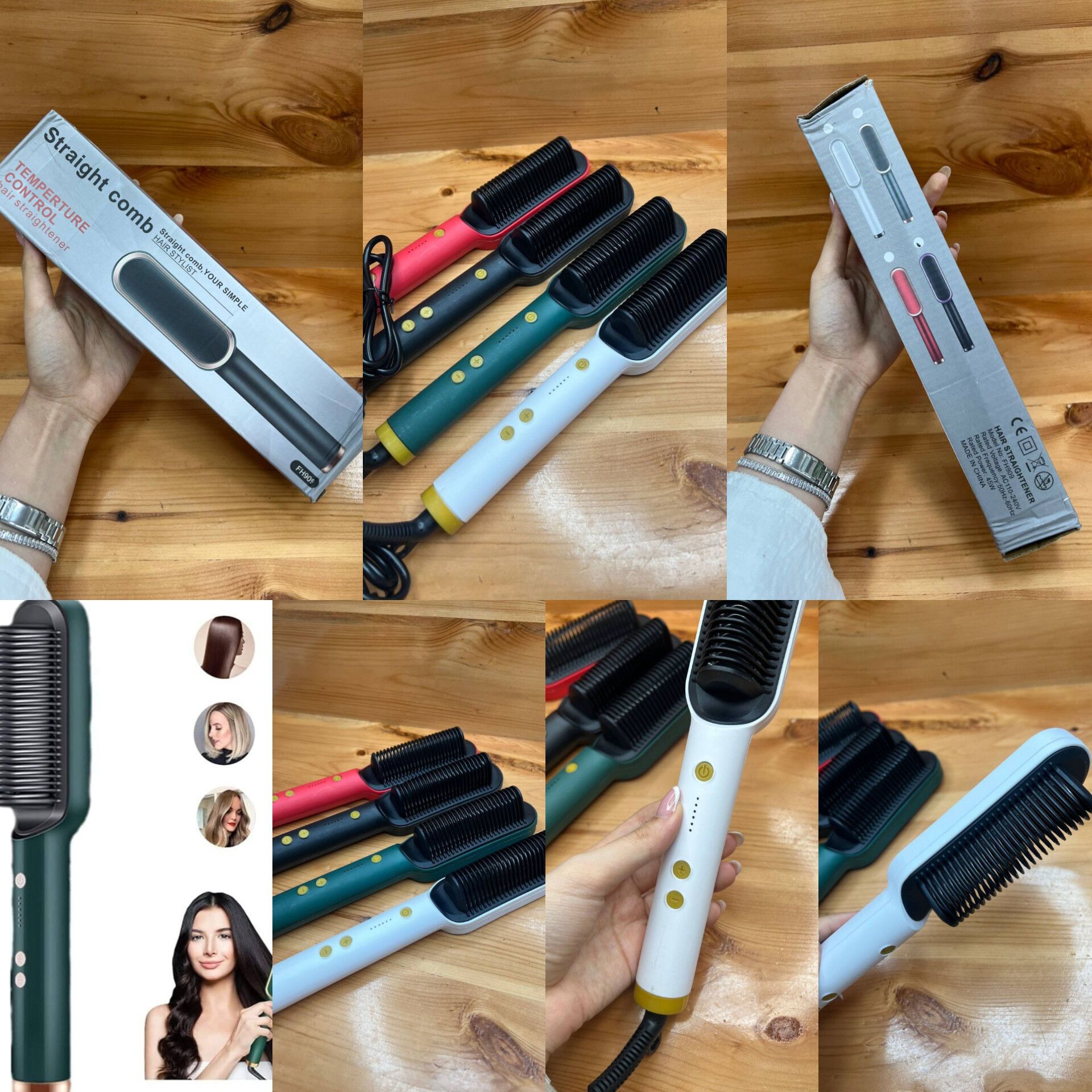 برس حرارتی | Straight comb  • مدلHQT-909B با طراحی ارگونومیک • در رنگ های سفید،مشکی ،قرمز،سبز • حداکثر دما200درجه سانتی گراد و گرم شدن در مدت کوتاه • تنظیم دما به صورت دستی • لَخت کننده حرفه ای بدون آسیب رساندن به مو • رفع موخوره و دوشاخه شدن مو • حداکثر دمای این برس تا 200درجه سانتی گراد می باشد.  • برای گرم شدن به مدت زمان بسیار کمی نیاز دارد تا به دمای 145 درجه سانتی گراد برسد • دمای این شانه ی جادویی را می‌توان بصورت تنظیم دستی از دمای 130 درجه تا 200 درجه به دلخواه تنظیم کرد.  • جنس بدنه از پلاستیک فشرده و جنس صفحات آن از سرامیک می‌باشد •