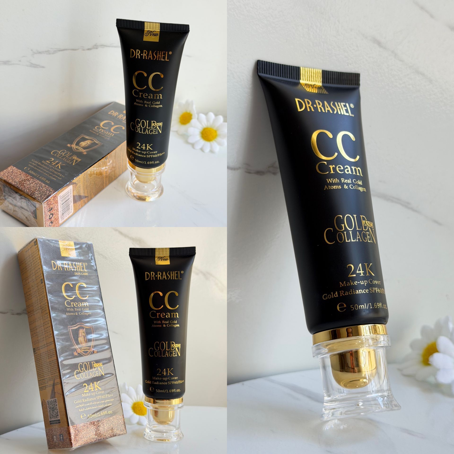 سی سی کرم طلا کلاژن دکتر راشل حاوی طلای 24 عیار برای درخشندگی و روشن‌کنندگی پوست غنی شده با کلاژن برای تقویت و افزایش الاستیسیته پوست فواید ضد پیری و کمک به کاهش چین و چروک پوشش‌دهی مناسب و یکدست با جلوه طبیعی محافظت موثر در برابر اشعه‌های مضر آفتاب مرطوب‌کننده سبک